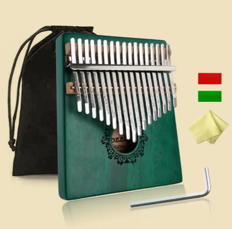 🎶✨ 17 Key Thumb Piano – Portable Finger Piano Retro Style with Tuning Hammer and Black Storage Bag! 🎵 - Green
