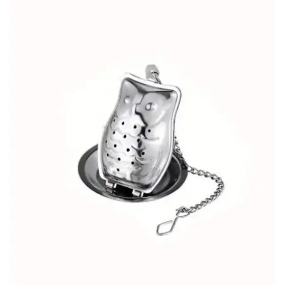 🦉✨ 2-Piece Set Stainless Steel Creative Owl Tea Infuser with Tray – Whimsical Tea Magic! ☕ - Teas & Accessories
