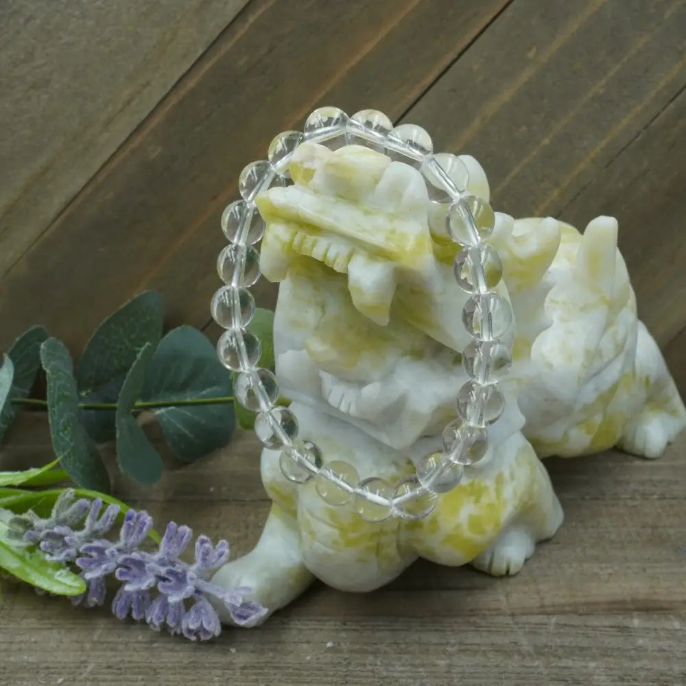 šāØ Angel Aura Clear Quartz Bracelet 8mm ā Upliftment Clarity and Spiritual Connection š¤ - OMC BRACELETS
