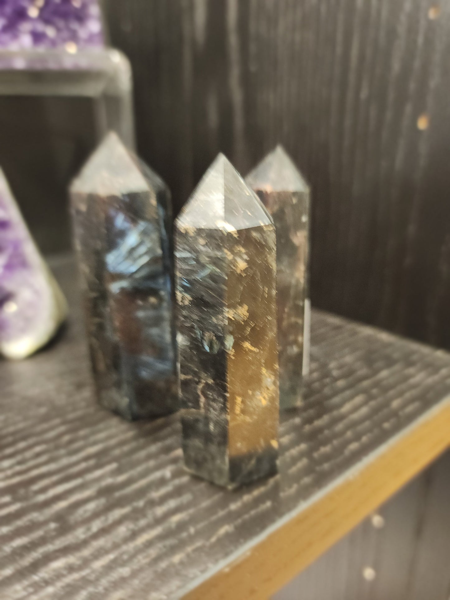 Astrophyllite (Fireworks Stone) with Garnet Towers-Intuitive Pick - Towers