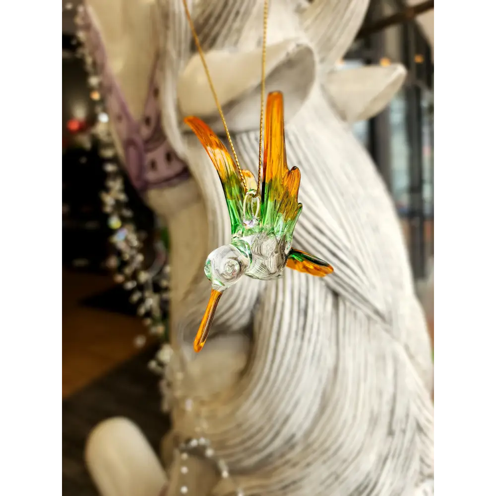 🌸 Blown Glass Hummingbirds - 3.5’’ 🌈 - Yellow/Green - Home Decor