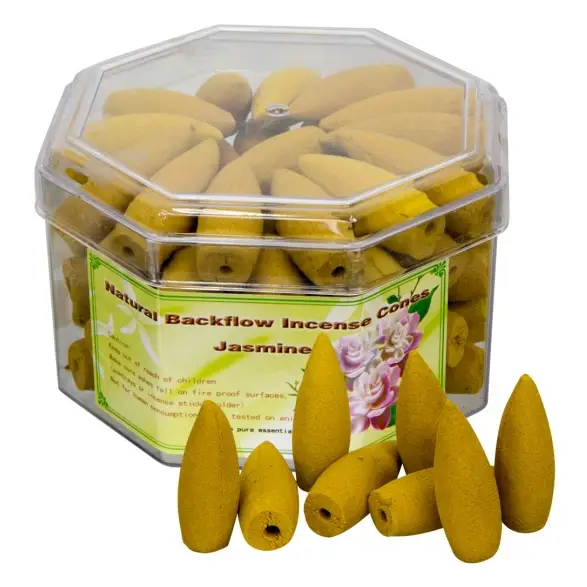 Bulk Backflow Essential Oil Incense Cones (70 cones) - Jasmine Essential Oil Cones - Incense & Burners