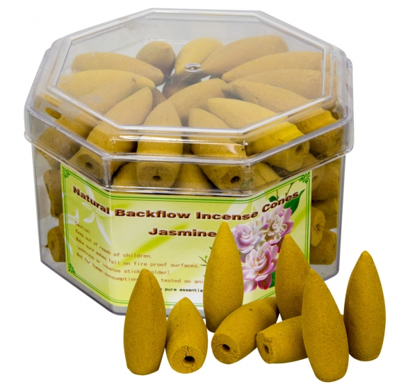 Bulk Backflow Essential Oil Incense Cones (70 cones) - Jasmine Essential Oil Cones - Incense & Burners