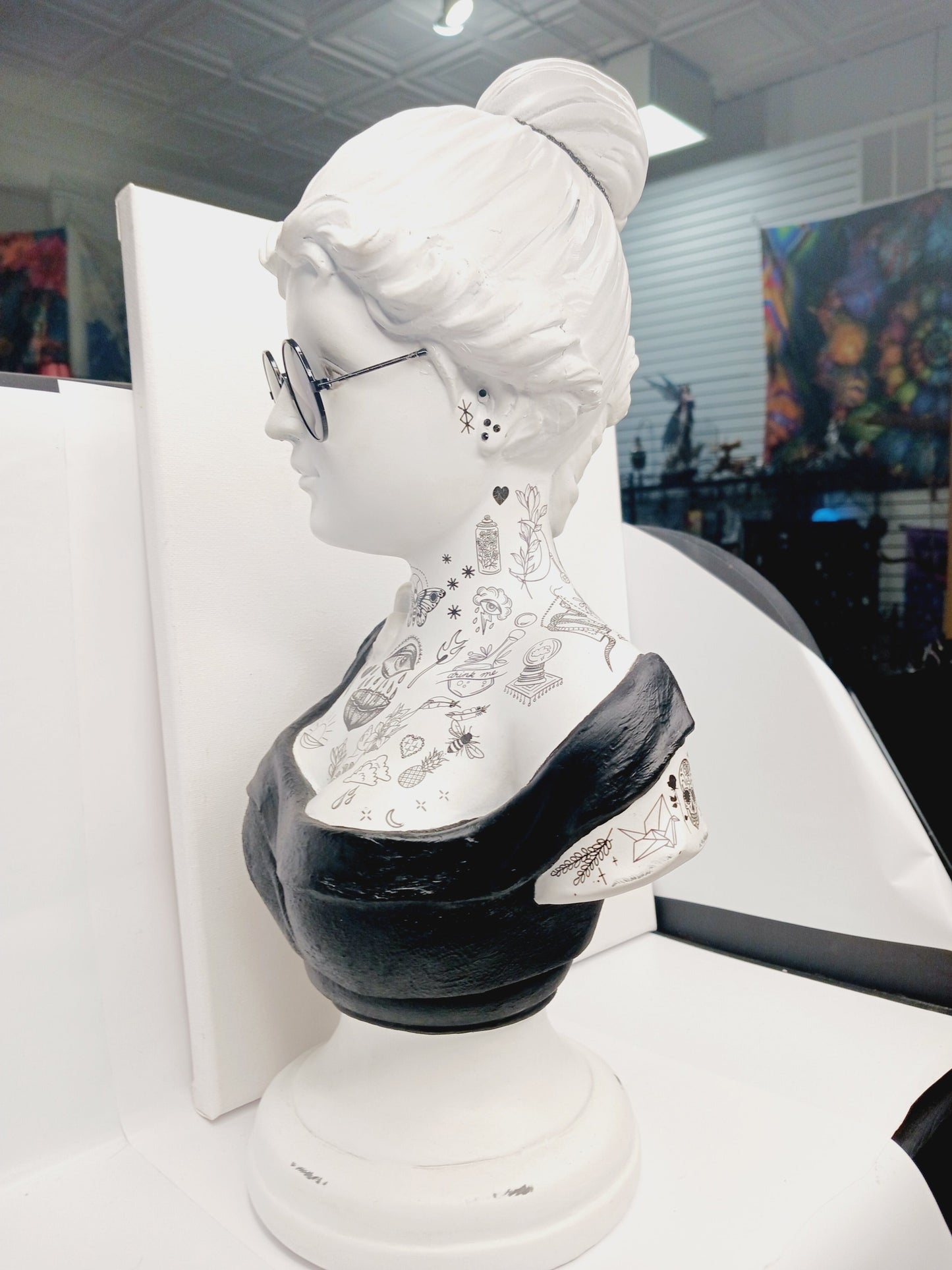 🗿✨ Bust Statues with Tattoos – Bold Artistry Modern Magic and Unique Decor!🎨 Made by Samantha Dentterder