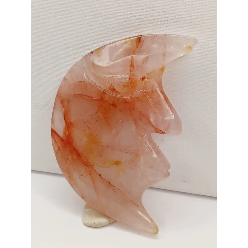 🌙🔥 Fire Quartz Moon Carving – Vitality Balance and Lunar Magic ✨ - 2 - Carvings