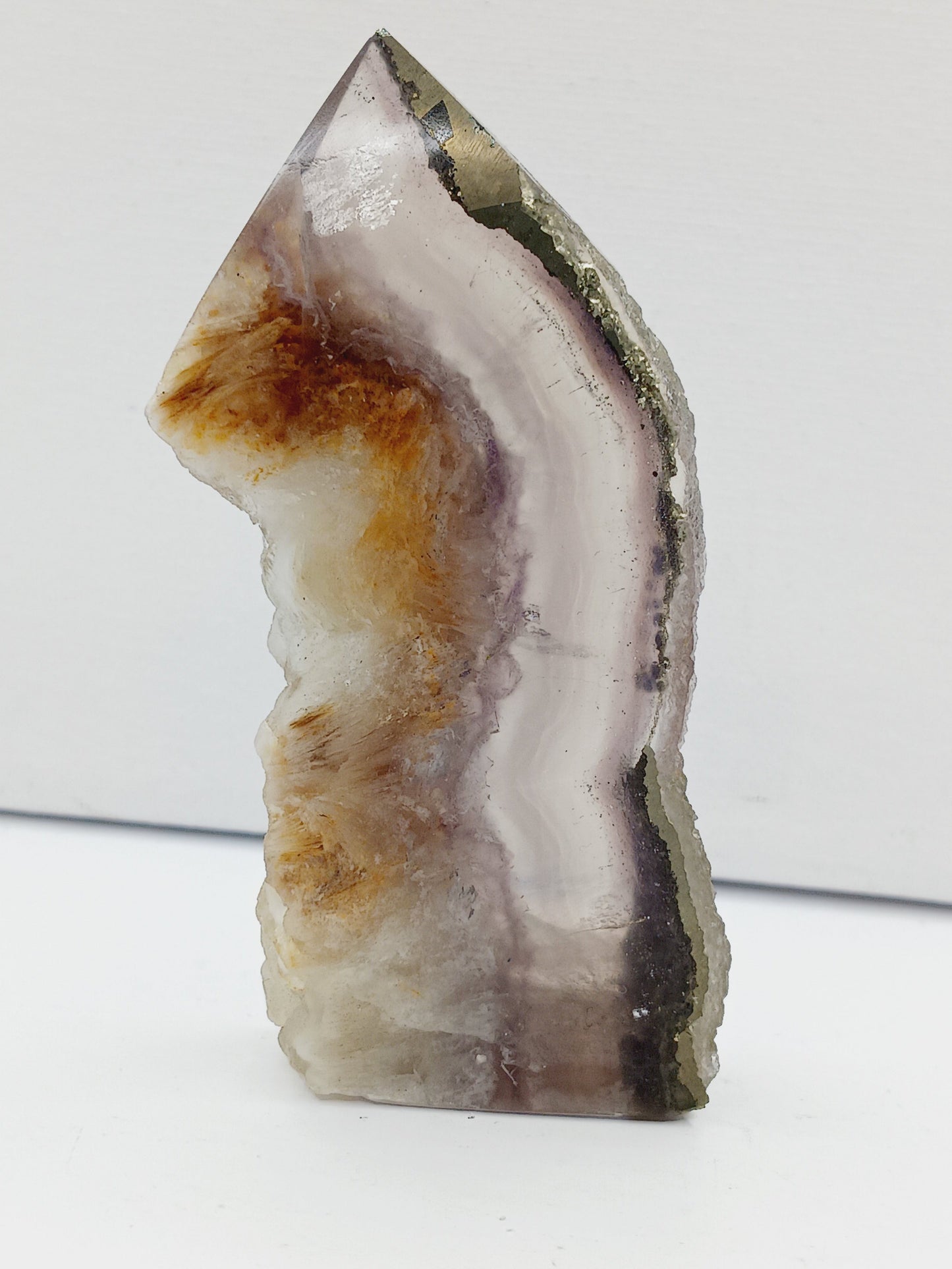 🌈✨ Fluorite and Scolecite with Pyrite Tower – Clarity Peace and Manifestation ⚡ - 12 - 3.75’’ - Towers