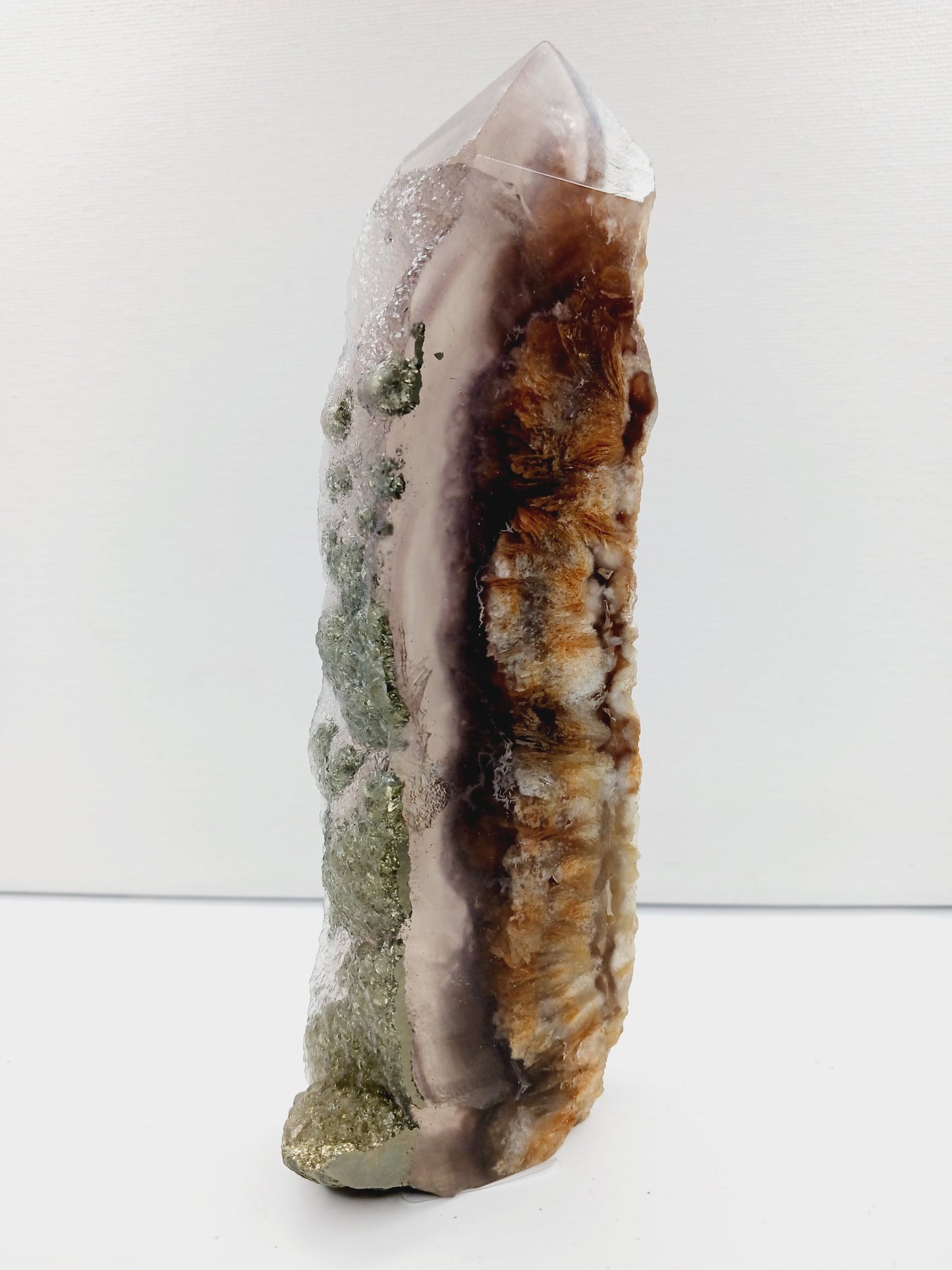 🌈✨ Fluorite and Scolecite with Pyrite Tower – Clarity Peace and Manifestation ⚡ - 1 - 6.75’’ - Towers