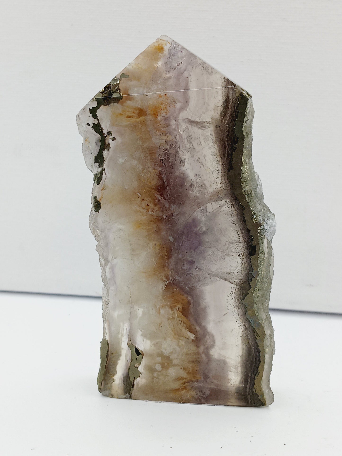 🌈✨ Fluorite and Scolecite with Pyrite Tower – Clarity Peace and Manifestation ⚡ - 11 - 4’’ - Towers