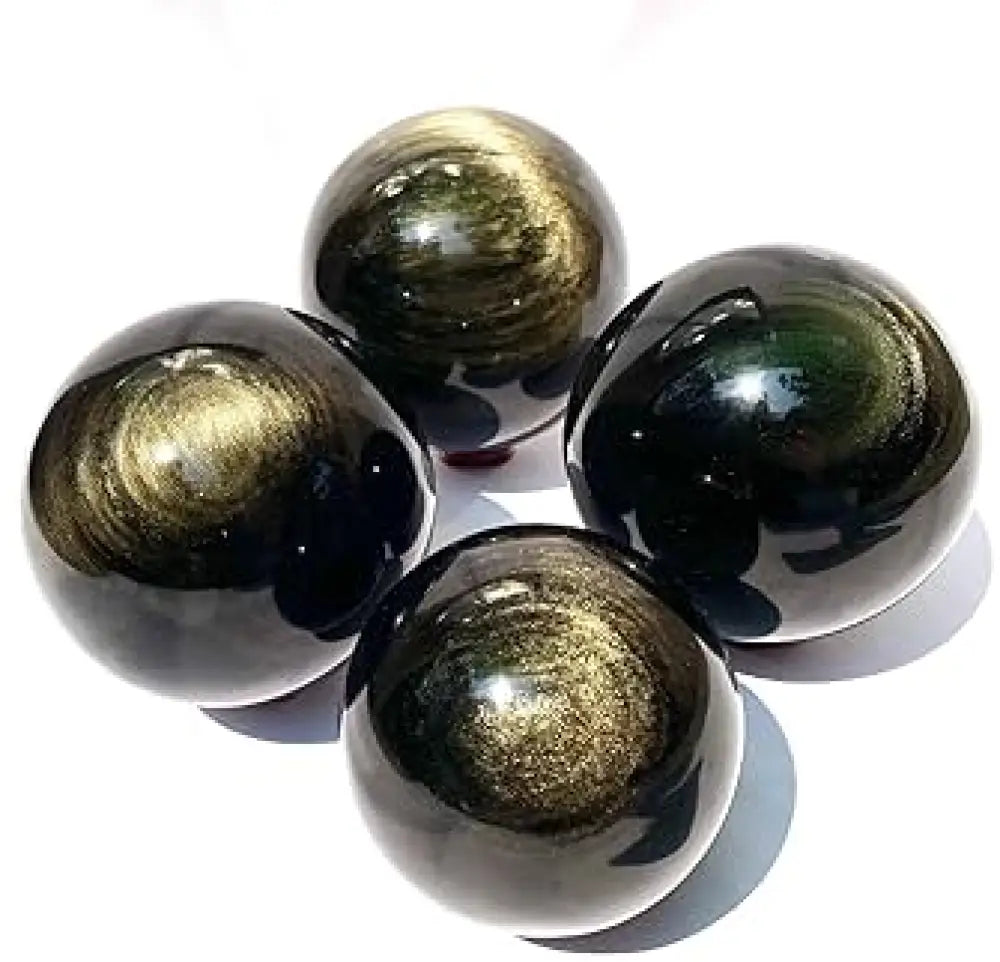 🌑✨ Golden Obsidian Spheres (1–1.5’’) – Empowerment Protection and Radiant Transformation! 🖤
