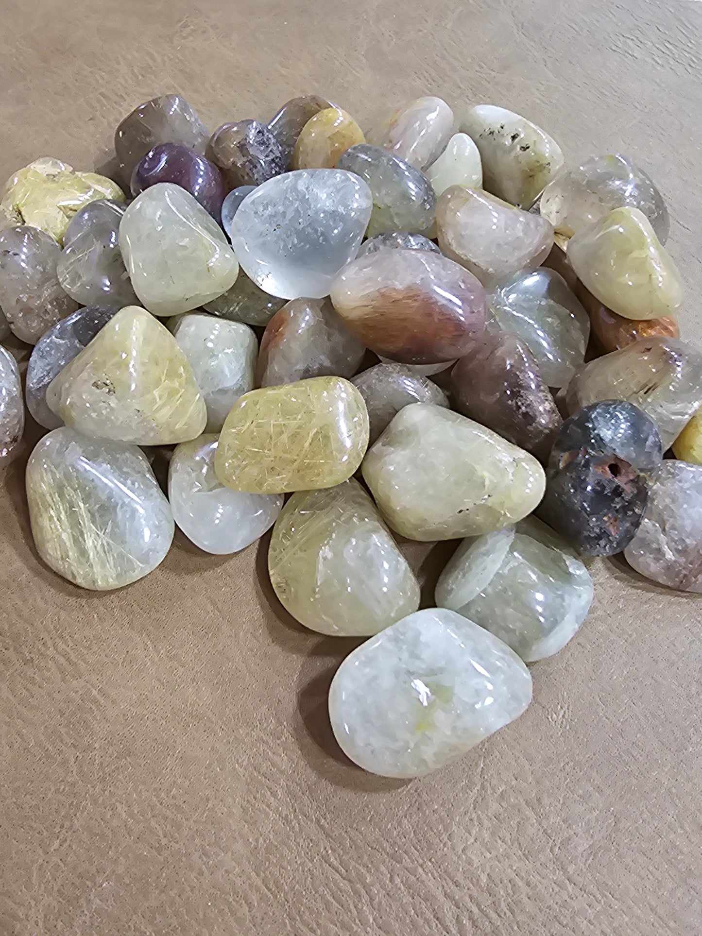 🧡✨ Gorgeous Copper Rutilated Quartz Tumbles – Manifestation Clarity & Sparkling Magic! 🌟 - Tumbles