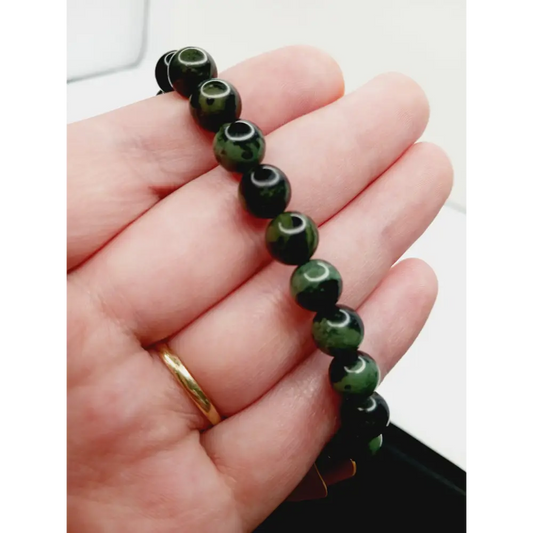 🌿✨ Kambaba Jasper Bracelet 8mm – Tranquility Grounding and Ancient Wisdom 🌀 - 8MM - OMC BRACELETS