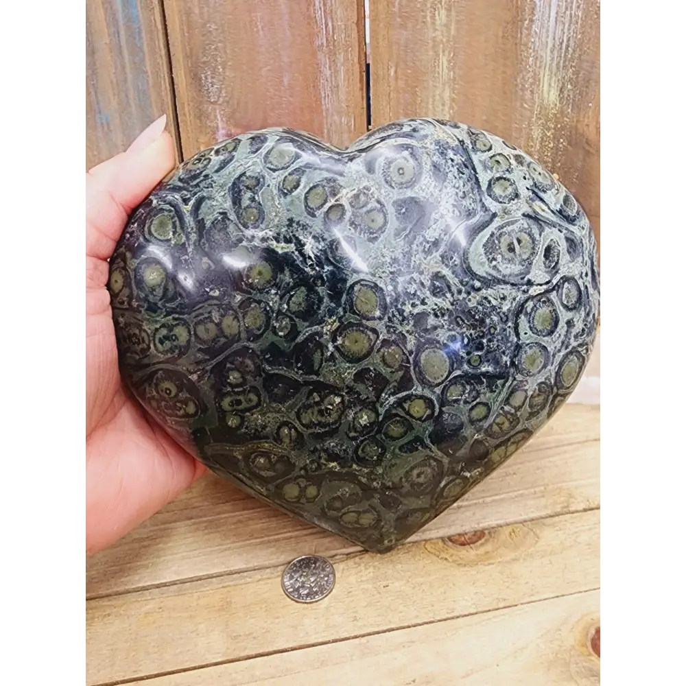 Kambaba Jasper Heart - B - Carvings