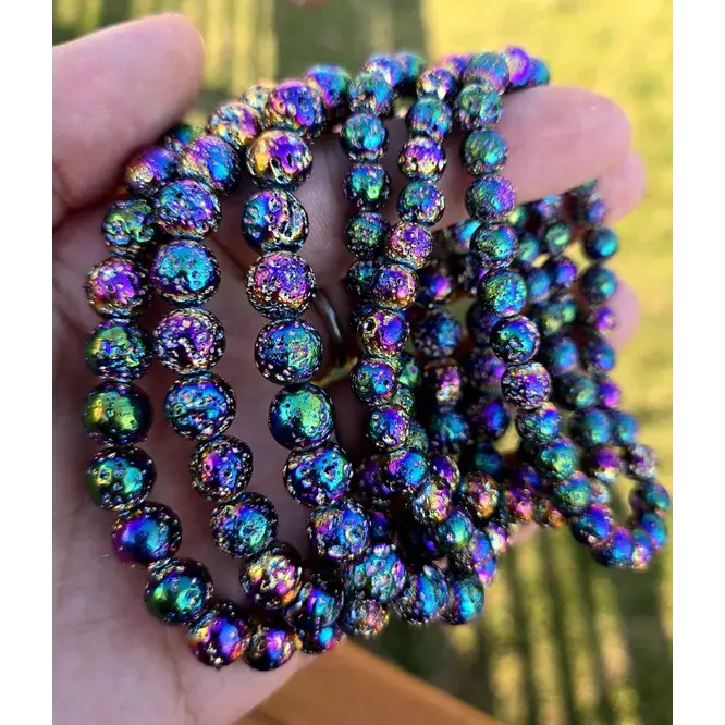 🌋✨ Lava Bracelet – Grounding Strength and Aromatherapy Magic 🖤 - Aura- Rainbow - OMC BRACELETS