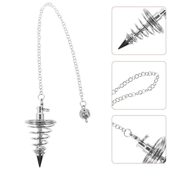 🔮✨ Metal Cone Pendulum – Solid & Spiral Wire – Precision Clarity and Timeless Divination! 🌟 Silver Metal Spiral