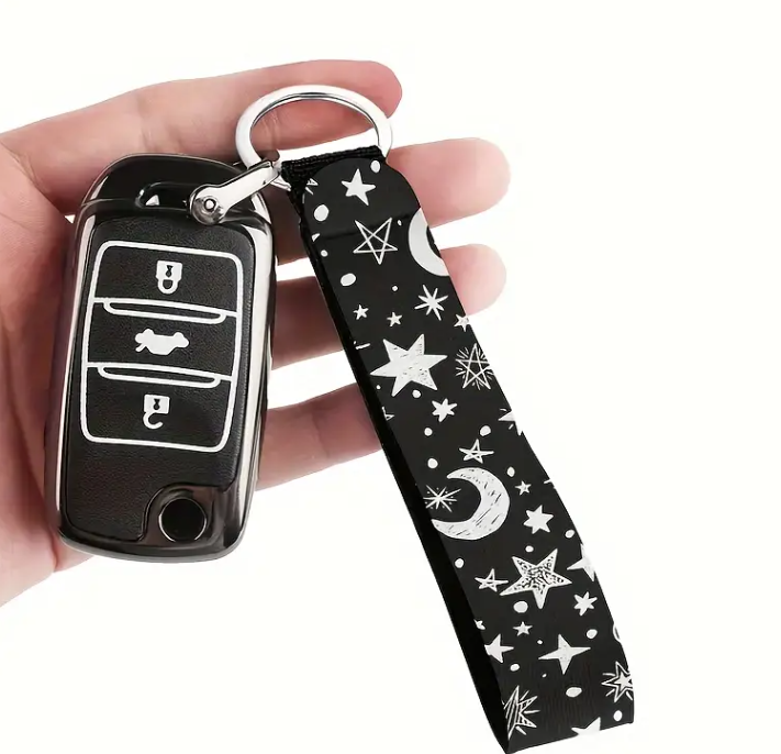 🌙⭐ Moon & Star Black Keychain – Cosmic Charm & Everyday Magic! 🖤 - Jewelry