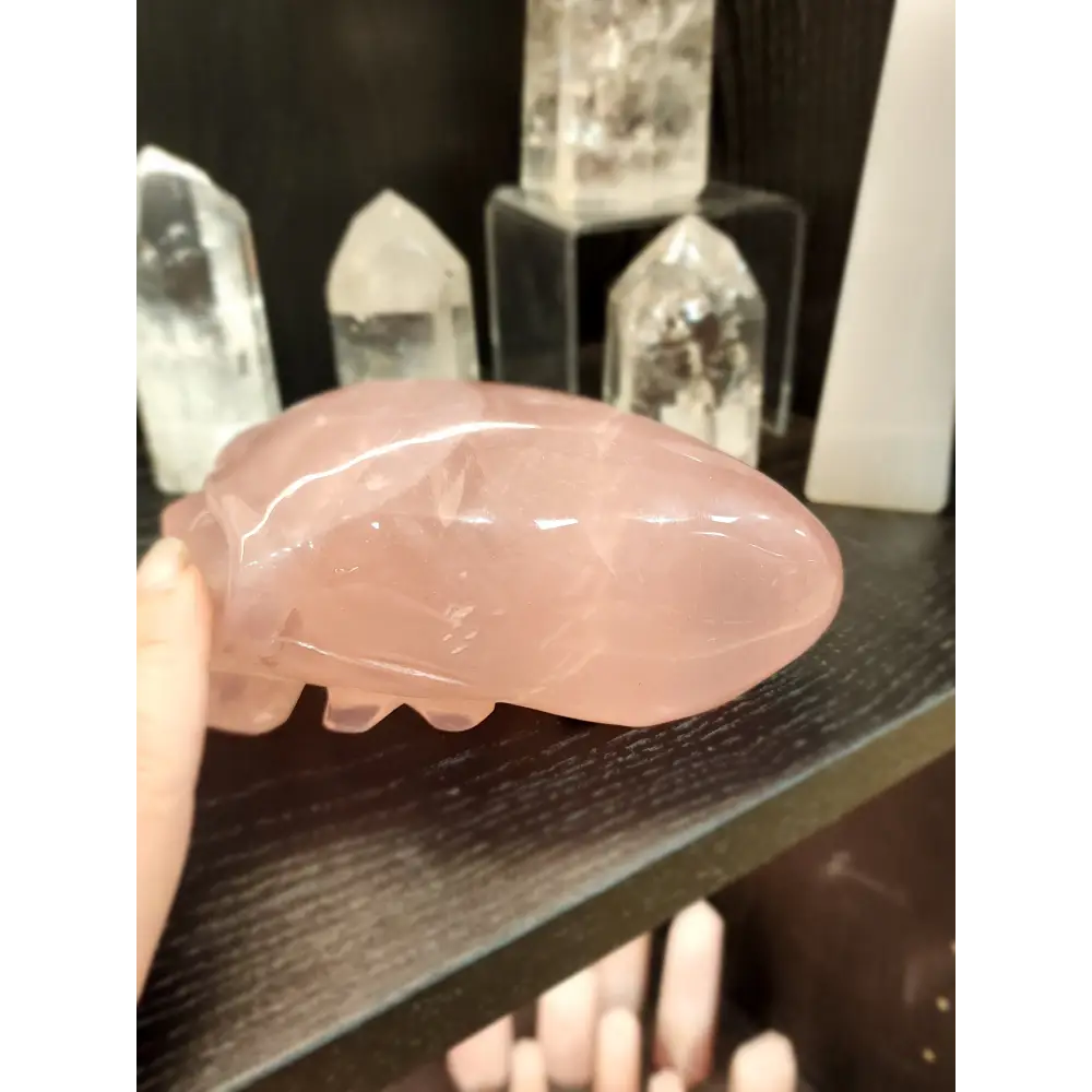 👽💗 Rose Quartz Alien Skull – 5.75’’ x 3’’ – Cosmic Love & Universal Compassion! 🌌 - Carvings