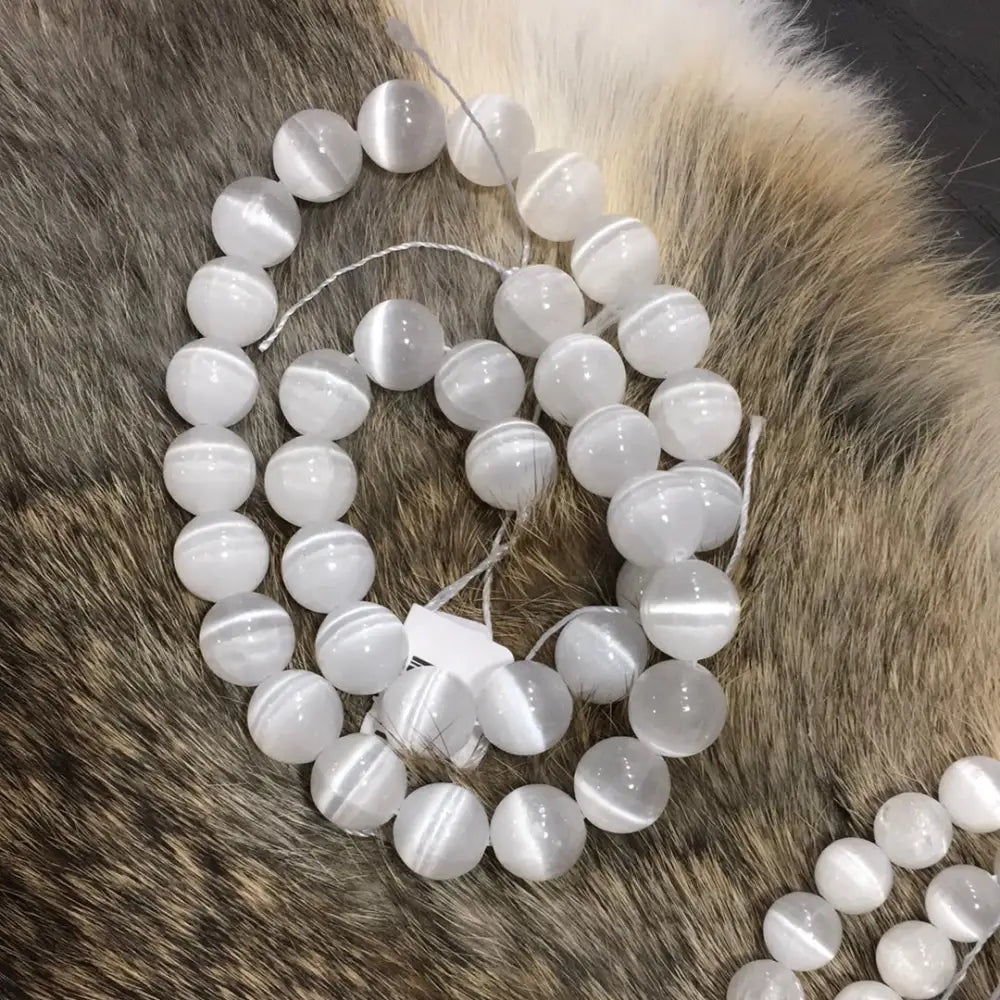 Selenite Bead Strands - 10MM Strand - OMC BRACELETS
