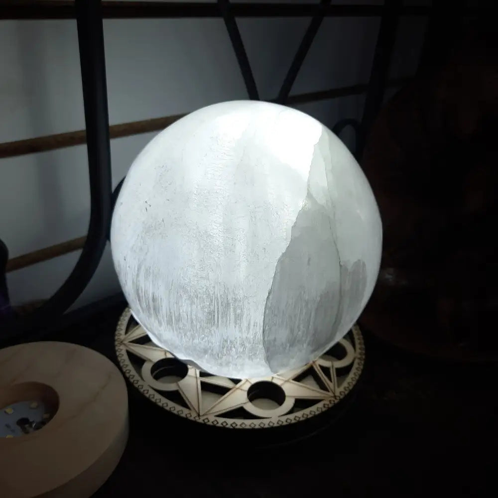 Selenites Sphere with Lighted Base - Spheres