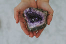 purple and brown geode stone