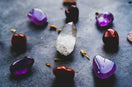 purple and white heart shaped stones