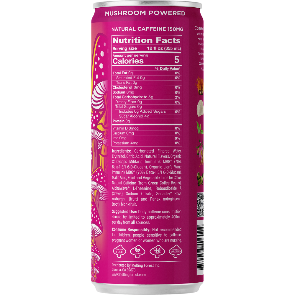 Melting Forest Strawberry Lemonade Mushroom Drink (12 fl oz)— Zero Sugar