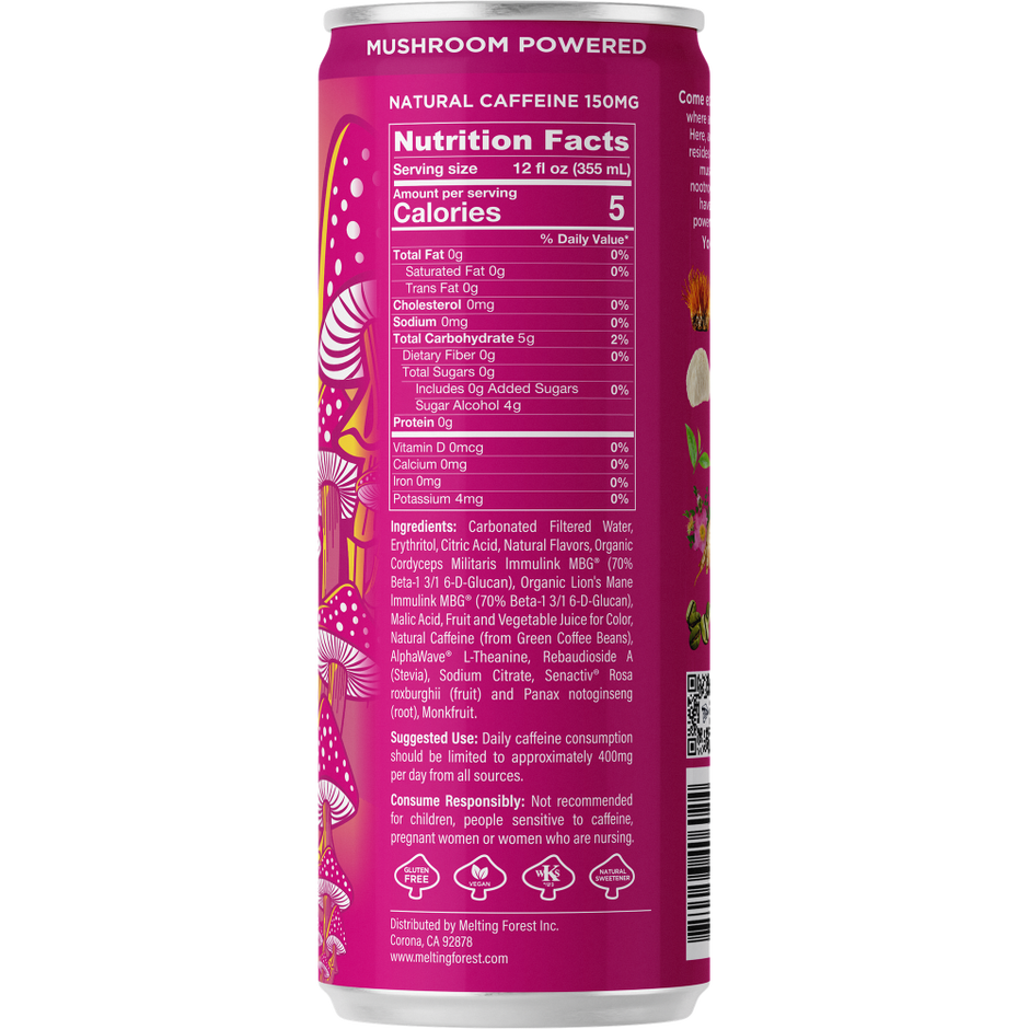 Melting Forest Strawberry Lemonade Mushroom Drink (12 fl oz)— Zero Sugar