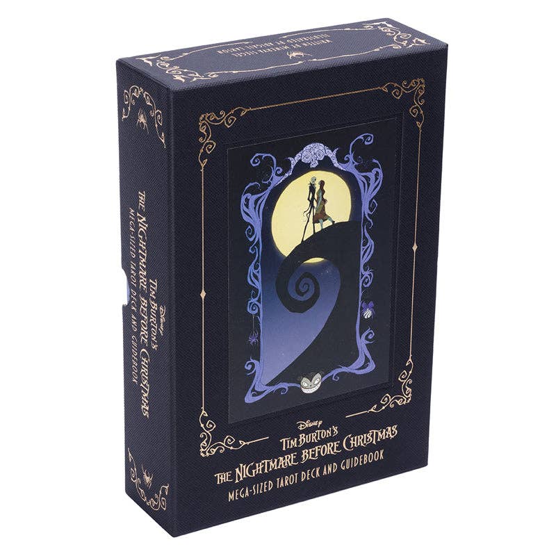 Disney Tim Burton’s The Nightmare Before Christmas Tarot Deck and Guidebook (Large Format Deluxe Set) – 78 Cards, 128-Page Guidebook, Card Stand, and Velvet Pouch