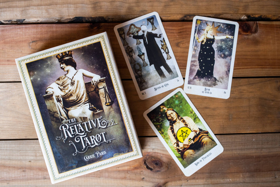 The Relative Tarot: Your Ancestral Blueprint for Self-Discovery (82-Card Deck and Full-Color Guidebook) by Carrie Paris and Tina Hardt