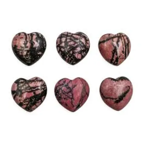 💖 1’’ Rhodonite Hearts - Pocket-Sized with Gorgeous Color ✨ - Carvings