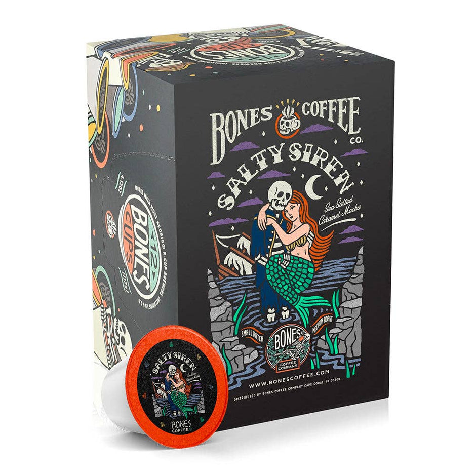 Bones Coffee Salty Siren Coffee Pods (12 Count) – Flavored Coffee Pods for Easy Brewing