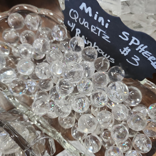 MINI CLEAR QUARTZ SPHERE WITH RAINBOWS