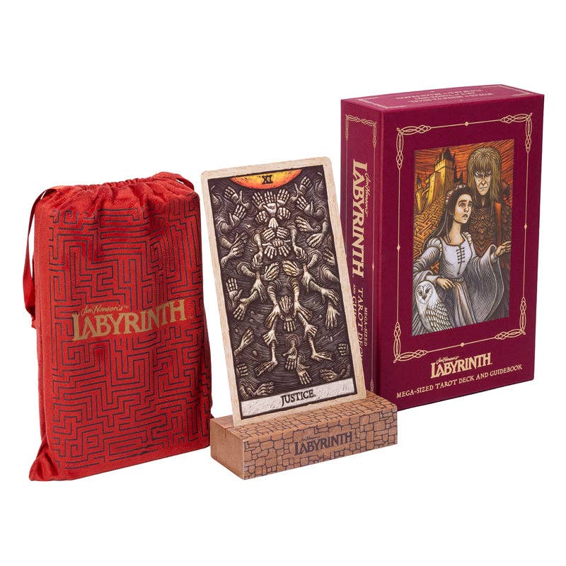 Labyrinth Tarot Deck and Guidebook (Deluxe 78-Card Set) – Larger Format Cards, Velvet Pouch, Card Stand, and 128-Page Guidebook