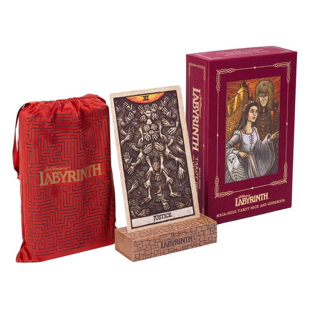Labyrinth Tarot Deck and Guidebook (Deluxe 78-Card Set) – Larger Format Cards, Velvet Pouch, Card Stand, and 128-Page Guidebook