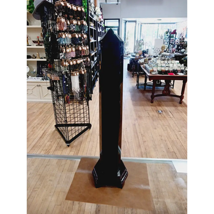 🖤✨ 22.5’’ Huge Black Obsidian Tower with Wood Base – Ultimate Protection Power and Bold Statement Energy! 🌑 - Towers