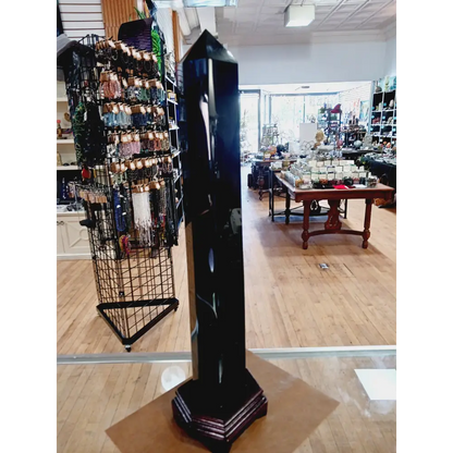 🖤✨ 22.5’’ Huge Black Obsidian Tower with Wood Base – Ultimate Protection Power and Bold Statement Energy! 🌑 - Towers