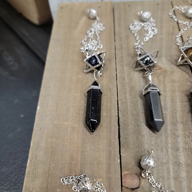 3 PIECE MERKABA PENDULUM - BLUE SANDSTONE - Pendulums & Mats