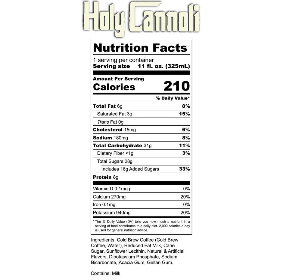 Bones Coffee Holy Cannoli Cold Brew Latte (12 fl oz)