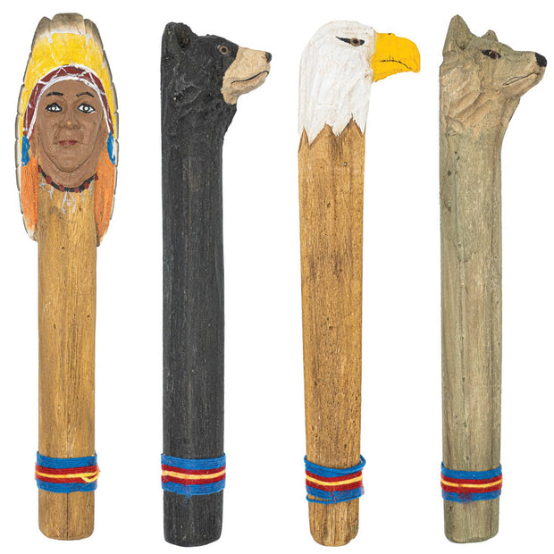 Hand Carved Wolf Rainstick 14 Inch | Calming Sound, Meditation & Decor