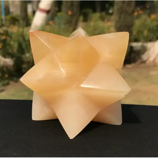 ✨ 4.5’’ Merkabah Calcite - Sacred Geometry Masterpiece 🌌 - Carvings