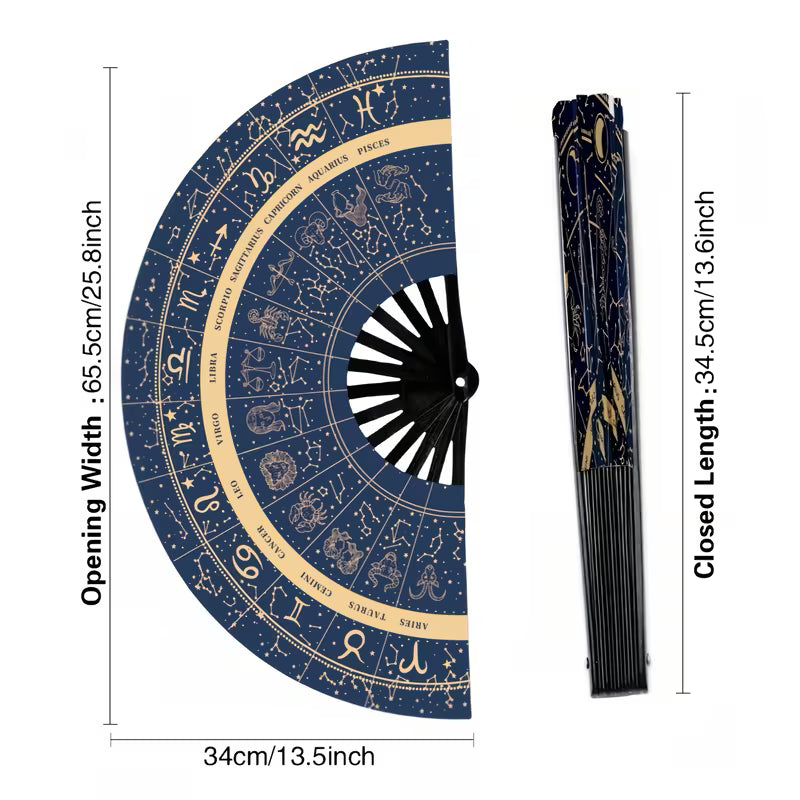 13-inch 5in Bohemia Clacker Folding Fan – Astrology Design