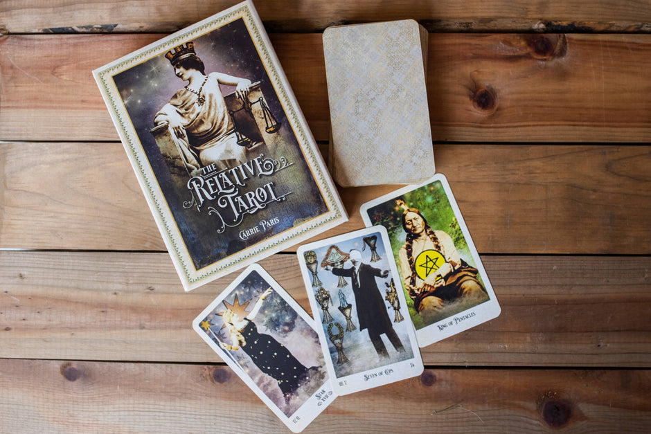 The Relative Tarot: Your Ancestral Blueprint for Self-Discovery (82-Card Deck and Full-Color Guidebook) by Carrie Paris and Tina Hardt