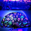 13-inch Bohemia Clacker Folding Fan – Neon Mushroom Design