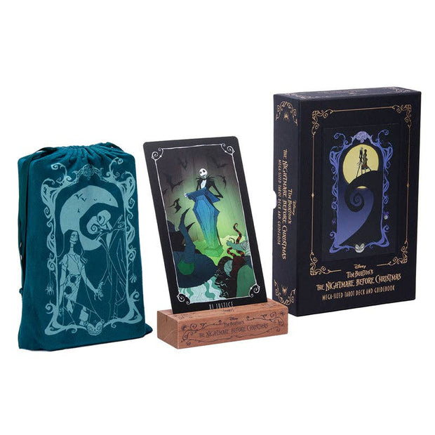 Disney Tim Burton’s The Nightmare Before Christmas Tarot Deck and Guidebook (Large Format Deluxe Set) – 78 Cards, 128-Page Guidebook, Card Stand, and Velvet Pouch