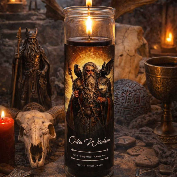 Odin Wisdom Ritual Jar Candle (8" x 2", 7 Day Style)
