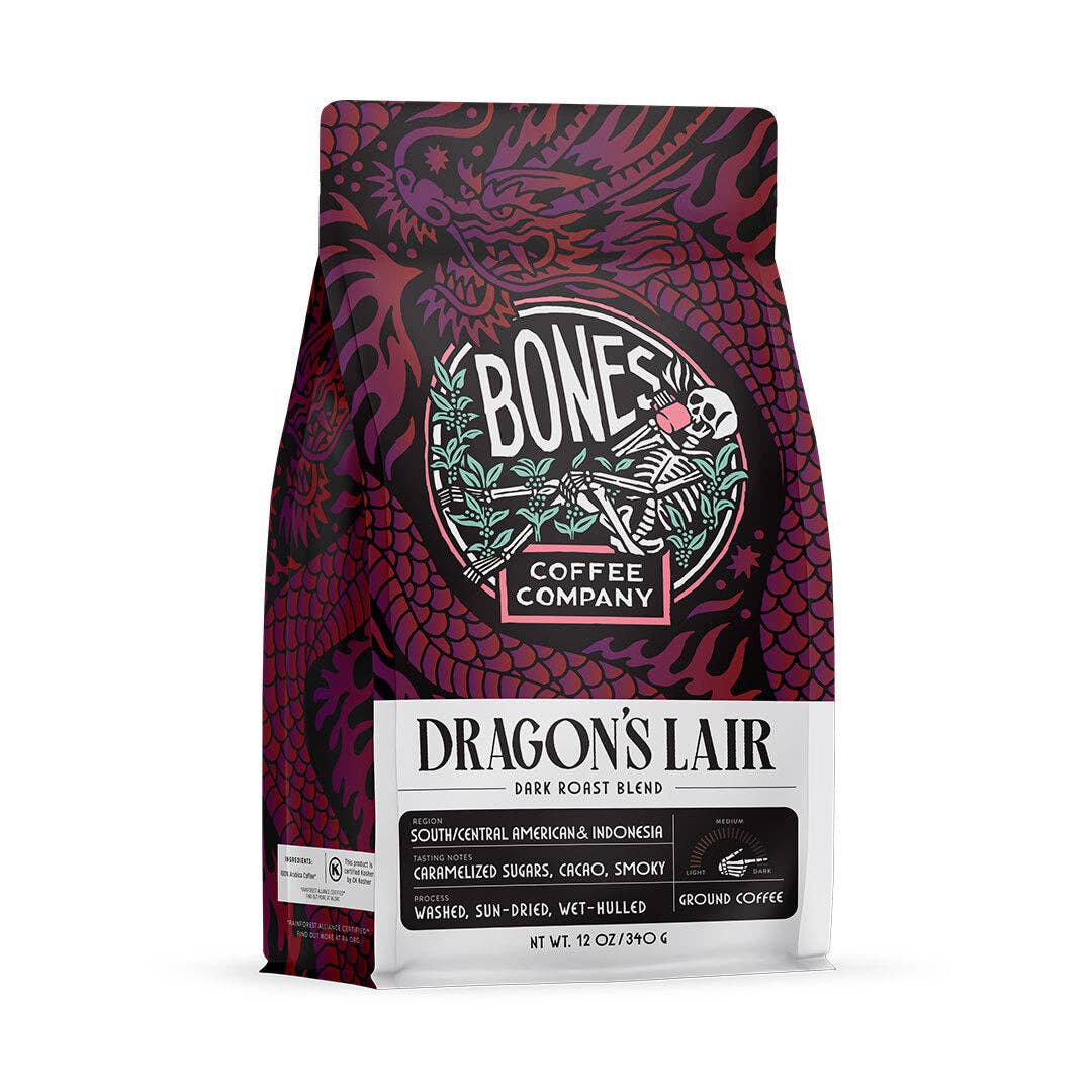 Dragon’s Lair Dark Roast Ground Coffee (12 oz) – Bold, Smooth, and Strong