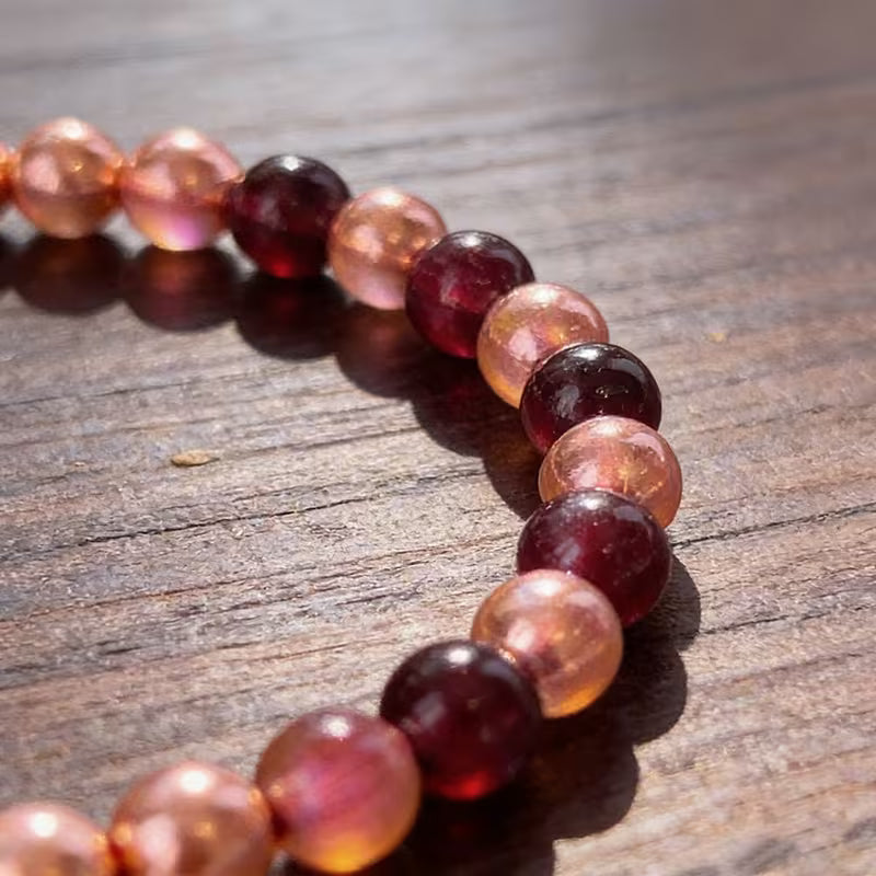 Garnet and Copper Crystal Bead Bracelet