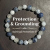 Howlite, Blue Dyed Howlite, and Clear Quartz Crystal Bead Bracelet for Protection and Grounding