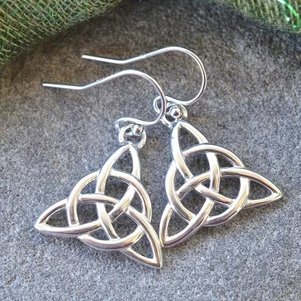 Celtic Knot Silvery Pendant Earrings – .55" x .55"