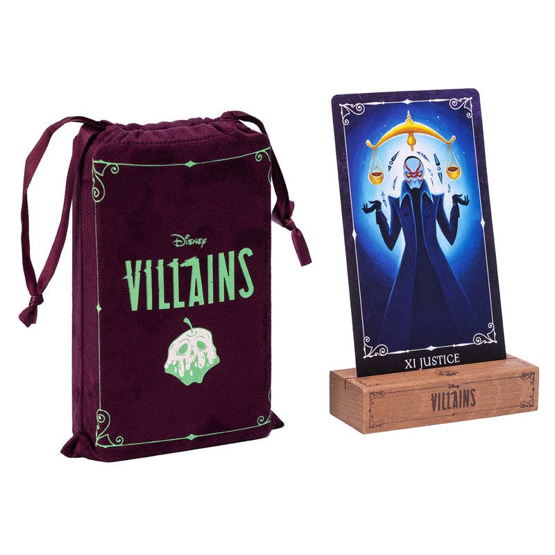 Disney Villains Tarot Deck and Guidebook (Large Format Deluxe Set) – 78 Cards, 128-Page Guidebook, Card Stand, and Velvet Pouch