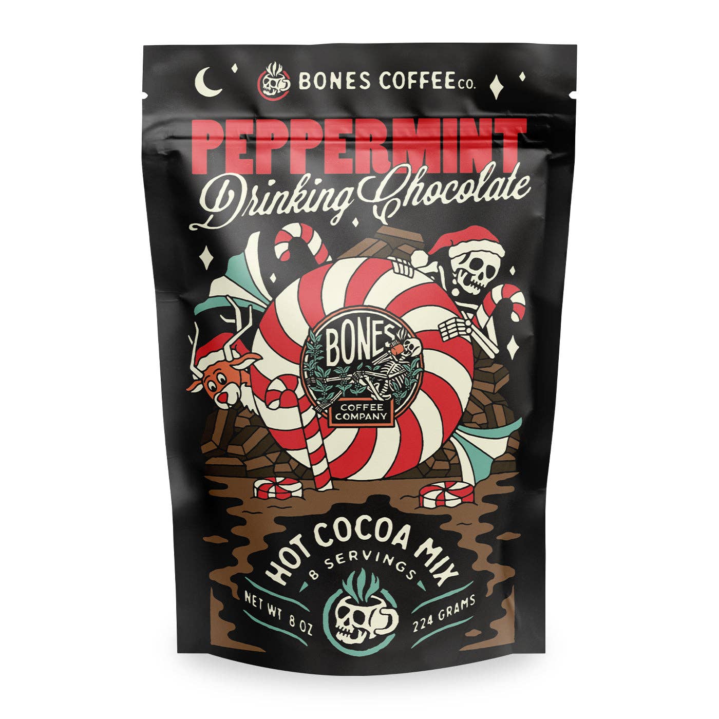 Bones Coffee Peppermint Drinking Chocolate – Hot Chocolate Mix for Cozy Minty Sips